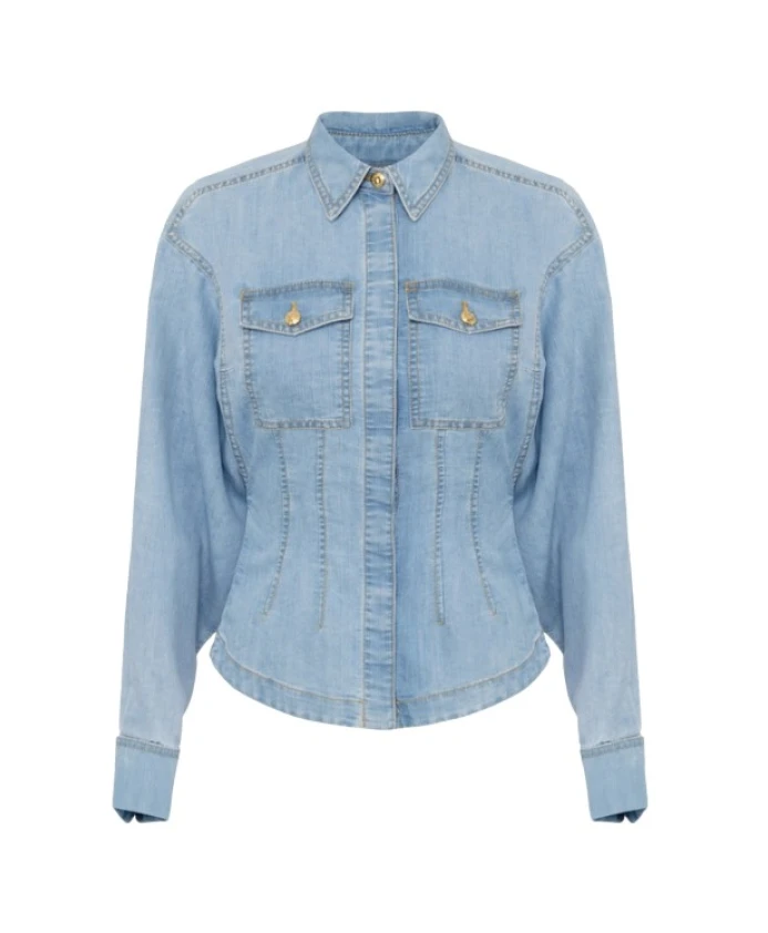 Джинсовая рубашка с баской Elisabetta Franchi, синий
Джинсовая рубашка с баской Elisabetta Franchi, синий