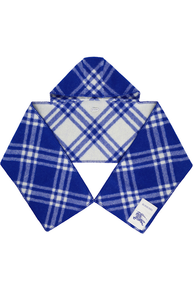 Шерстяной шарф с капюшоном Burberry, синий 
Шерстяной шарф с капюшоном Burberry, синий