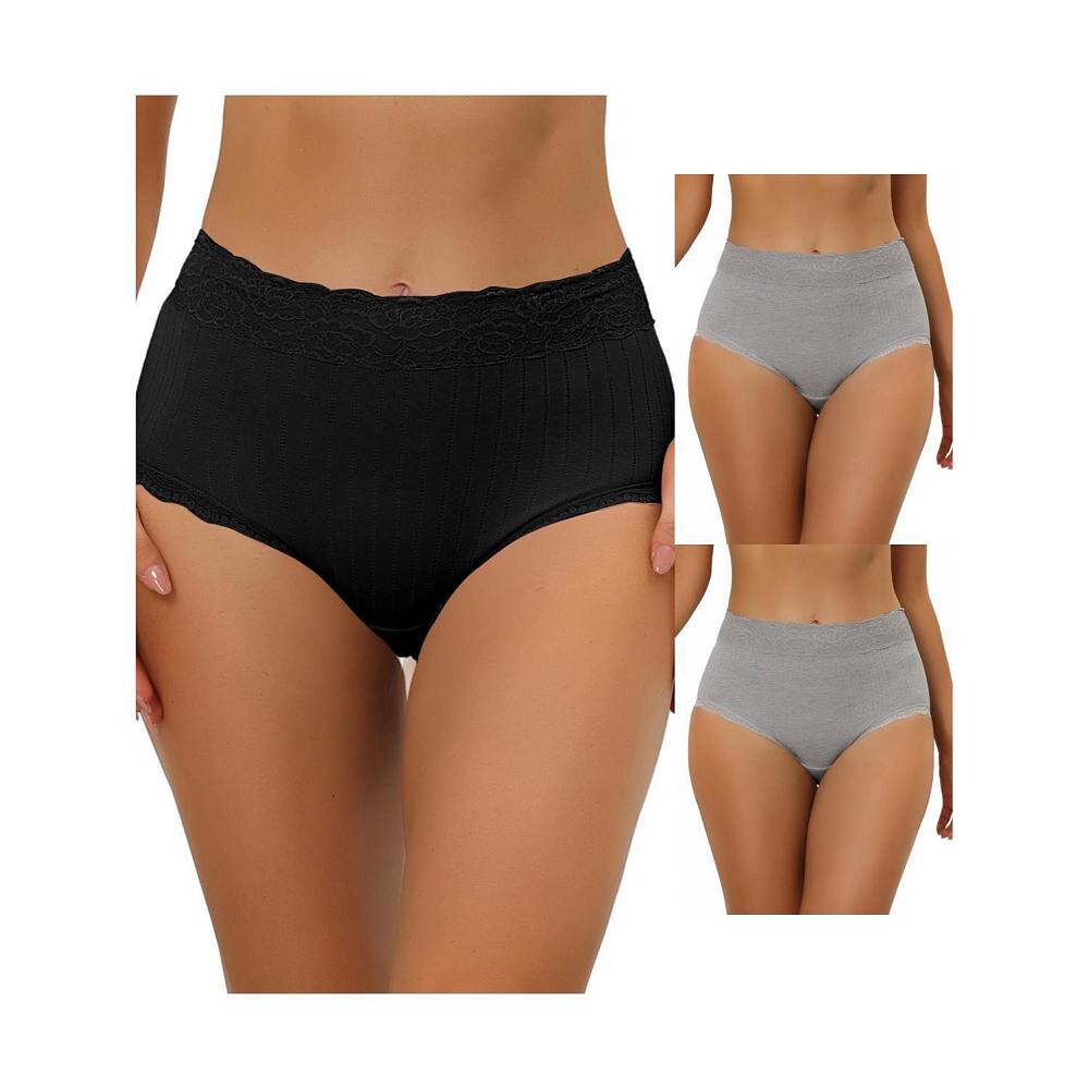 3 упаковки женского нижнего белья с высокой талией, удобные трусики в рубчик с кружевной отделкой ALLEGRA K, цвет Gray Black
3 упаковки женского нижнего белья с высокой талией, удобные трусики в рубчик с кружевной отделкой ALLEGRA K, цвет Gray Black