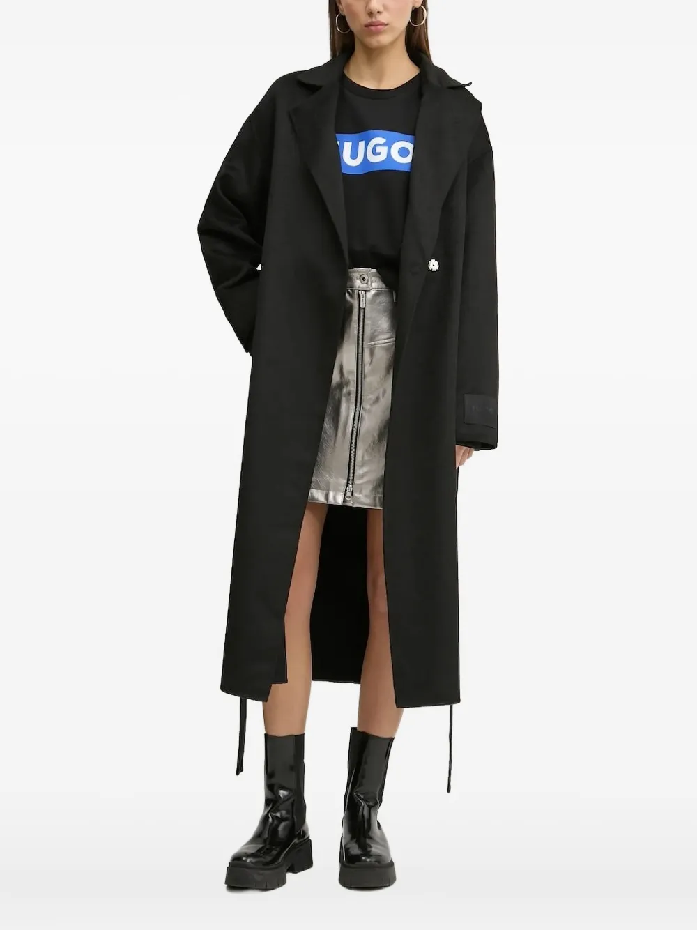 Пальто с поясом на талии и лацканами HUGO, черный
Пальто с поясом на талии и лацканами HUGO, черный