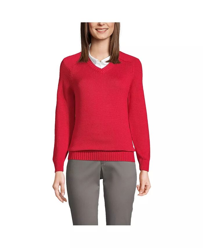 Женская школьная форма, хлопковый модал, свитер с V-образным вырезом Lands' End, красный
Женская школьная форма, хлопковый модал, свитер с V-образным вырезом Lands' End, красный