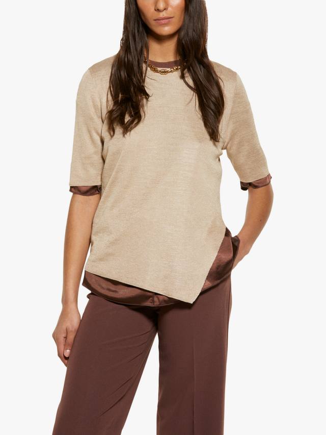 Вязаный топ с асимметричным подолом SISLEY, бежевый
Вязаный топ с асимметричным подолом SISLEY, бежевый