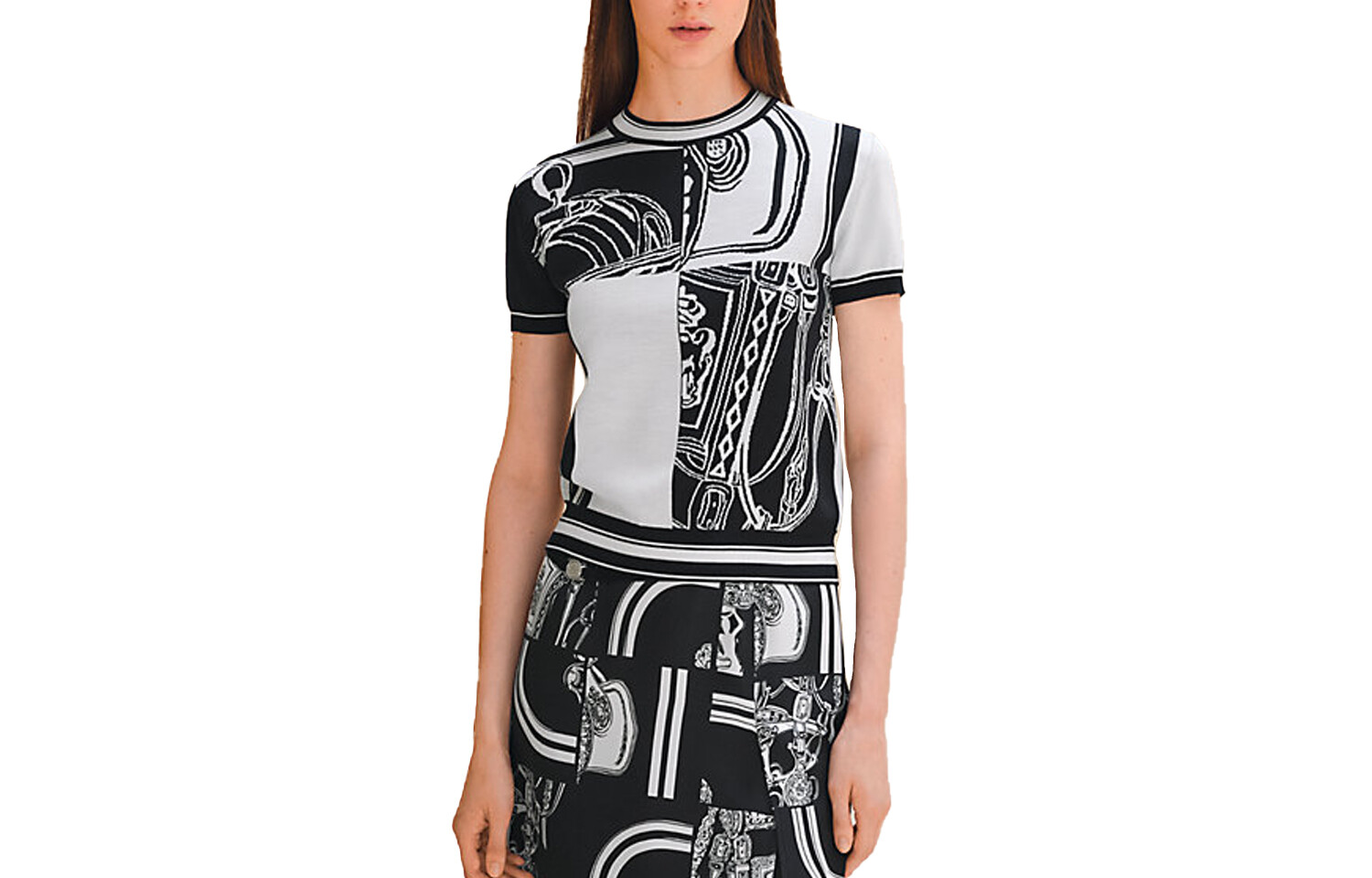 Футболка женская Hermes с принтом, черный / белый
Футболка женская Hermes с принтом, черный / белый