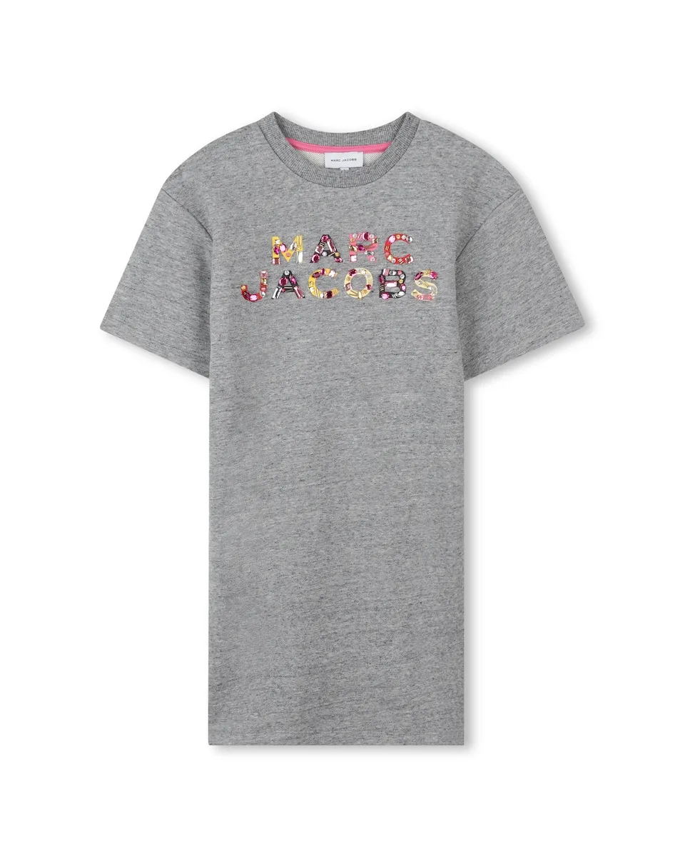 Детское платье серого цвета из хлопка Marc Jacobs