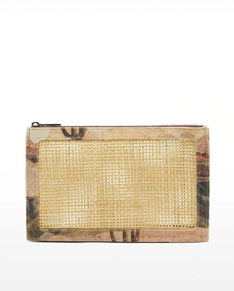 Сумка-косметичка с ротангом, молнией и принтами Parfois, коричневый
Сумка-косметичка с ротангом, молнией и принтами Parfois, коричневый