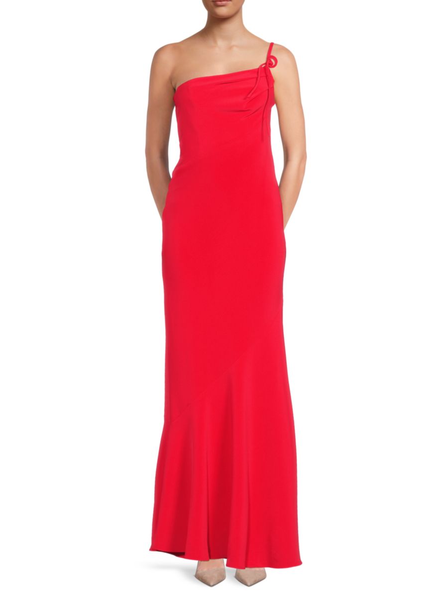 Креповое платье Сибил на одно плечо Halston, цвет Flame 
Креповое платье Сибил на одно плечо Halston, цвет Flame