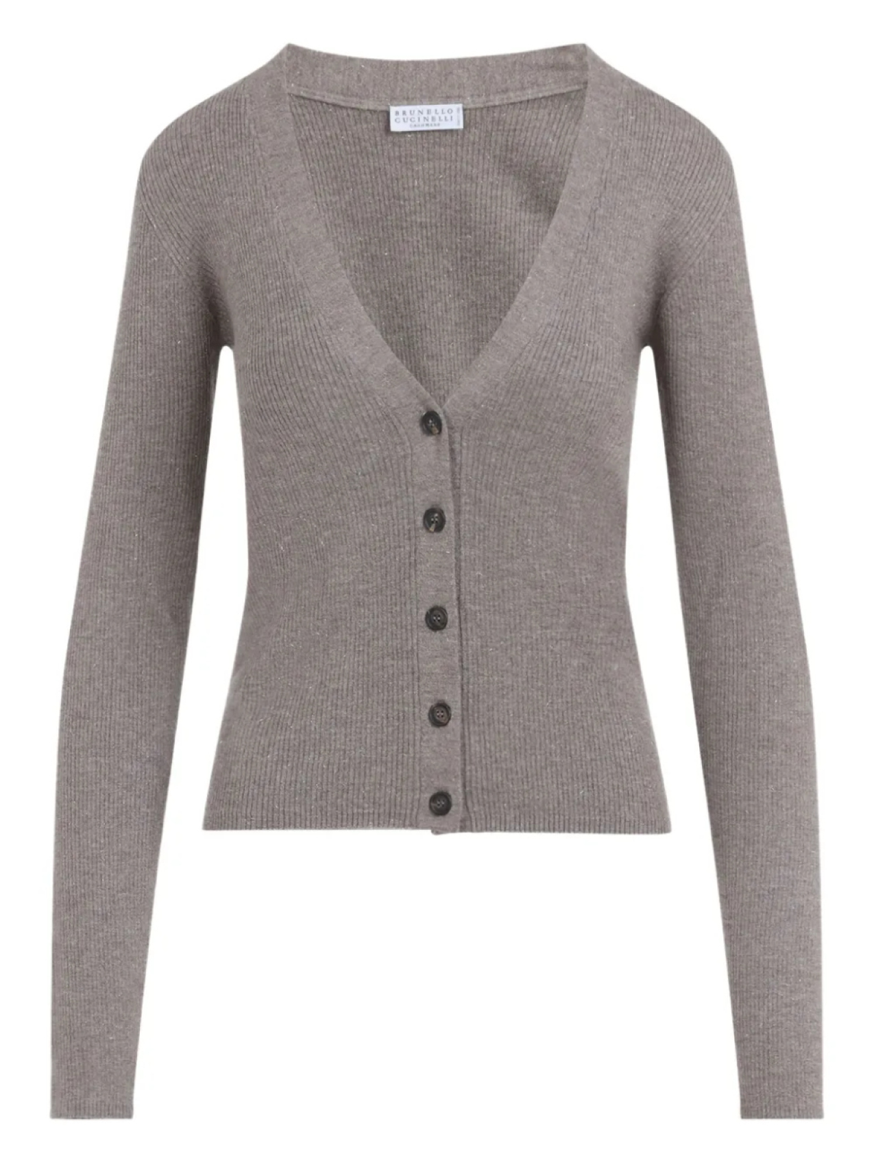 Кардиган с ребристым узором и пуговицами спереди Brunello Cucinelli, серый
Кардиган с ребристым узором и пуговицами спереди Brunello Cucinelli, серый