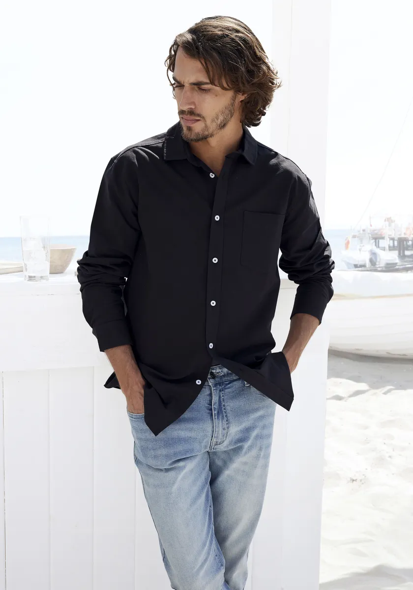 Рубашка H.I.S с длинными рукавами, воротником Кент, качество Оксфорд, из чистого хлопка, черный
Рубашка H.I.S с длинными рукавами, воротником Кент, качество Оксфорд, из чистого хлопка, черный