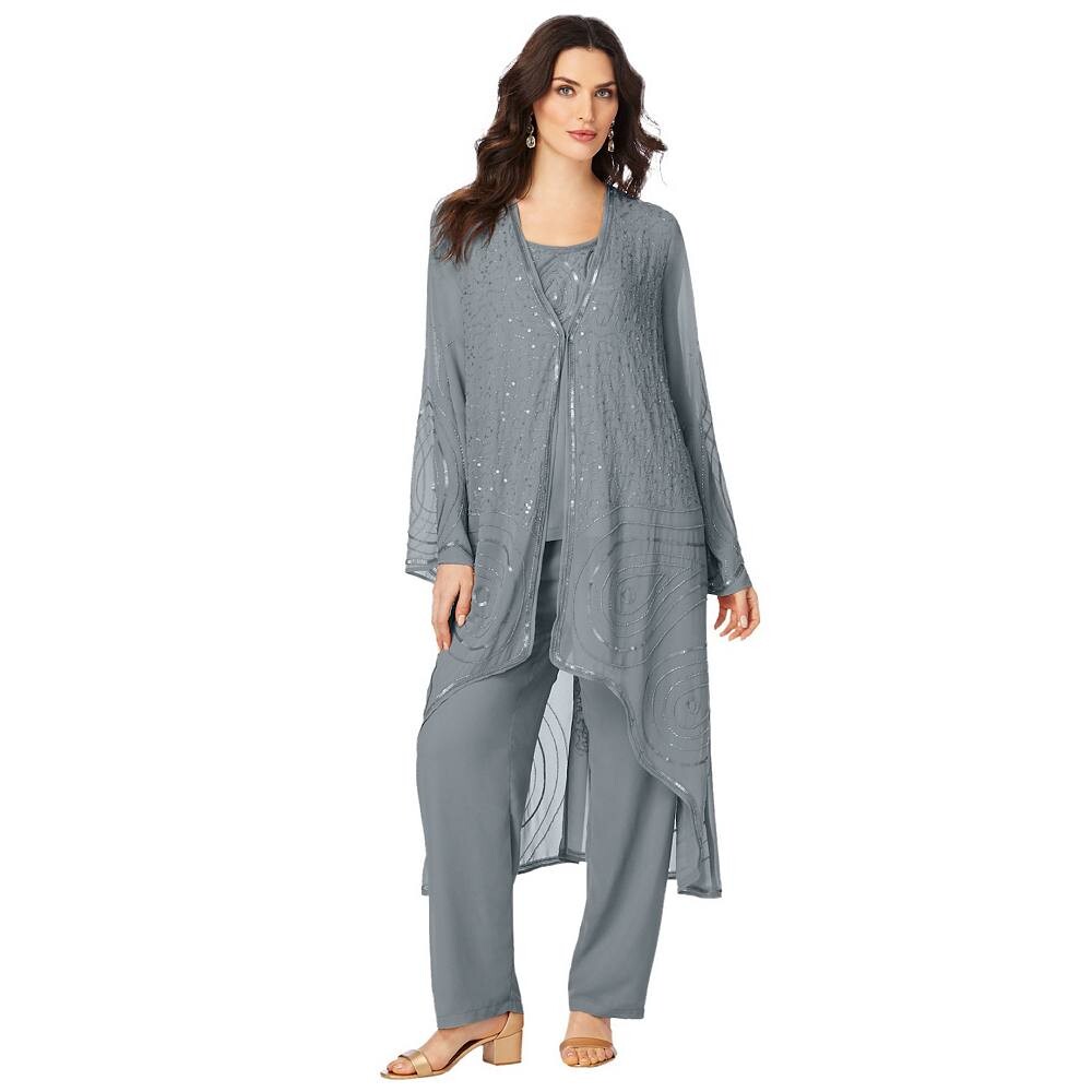 Женский брючный костюм-тройка Roaman's больших размеров, расшитый бисером, цвет Gunmetal
Женский брючный костюм-тройка Roaman's больших размеров, расшитый бисером, цвет Gunmetal