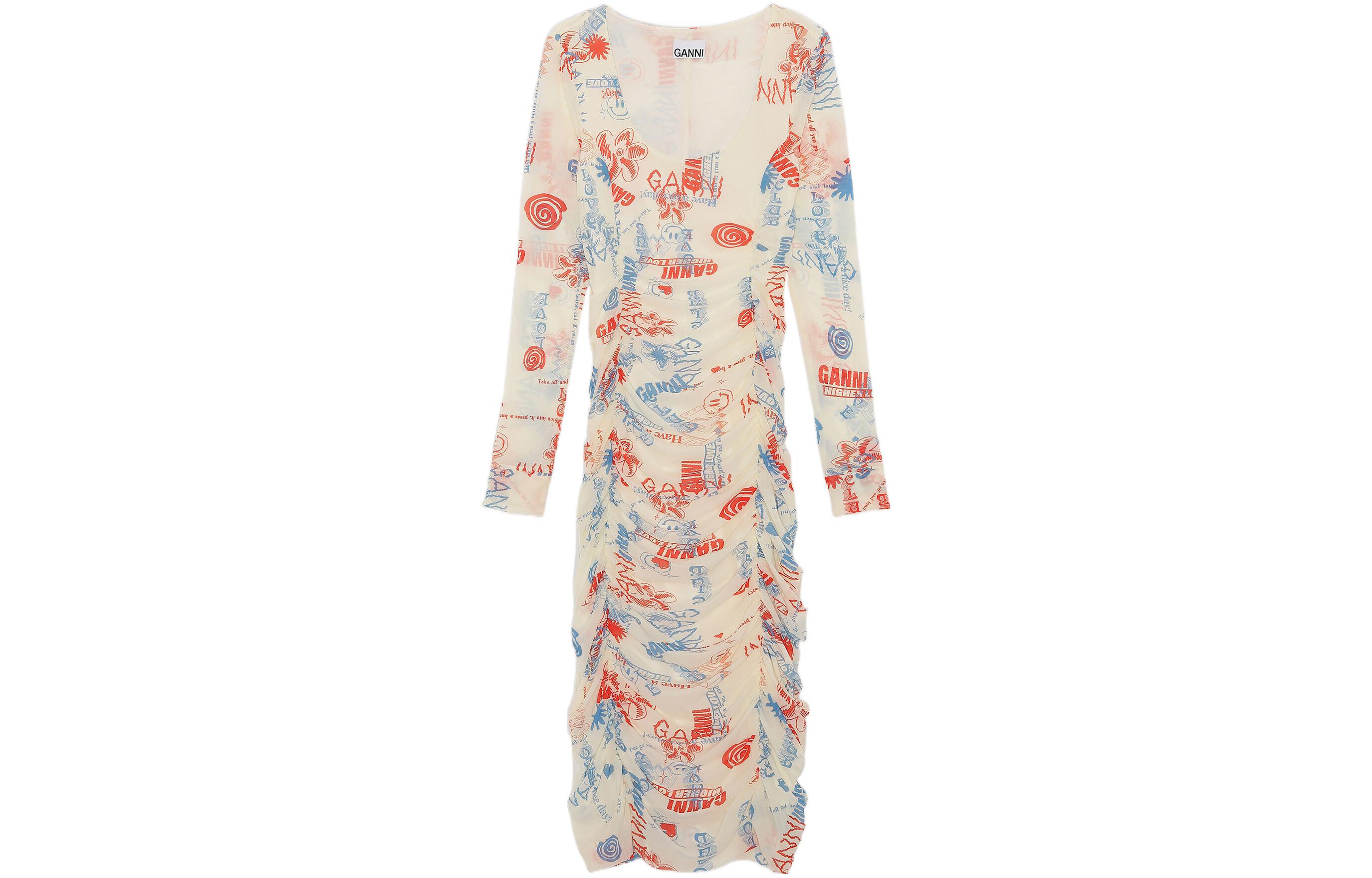 GANNI Женское белое платье с длинными рукавами
GANNI Женское белое платье с длинными рукавами
