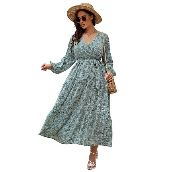 Женское платье макси с v-образным вырезом и длинными рукавами, плюс сайз, пояс Xuba, Green Leopard
Женское платье макси с v-образным вырезом и длинными рукавами, плюс сайз, пояс Xuba, Green Leopard
