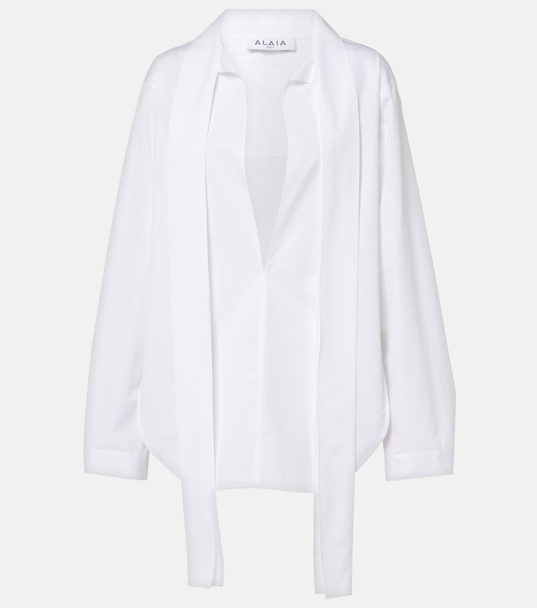 Шарфовая блуза из хлопка Alaïa, Blanc
Шарфовая блуза из хлопка Alaïa, Blanc