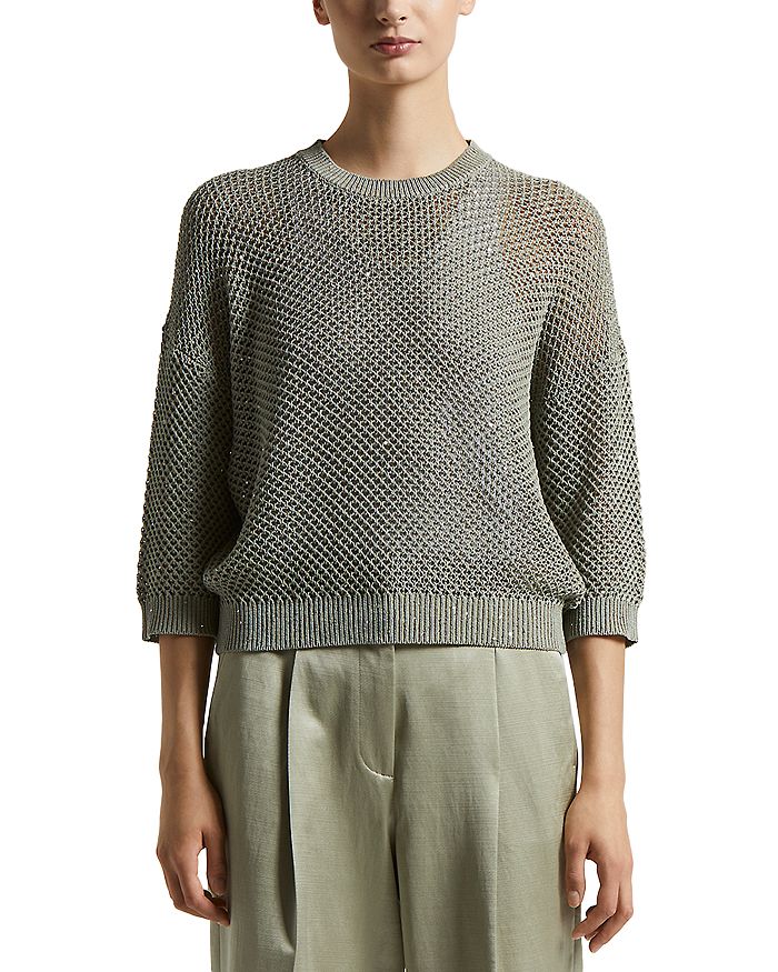 Открытый вязаный свитер с рукавом 3/4 Peserico, зеленый
Открытый вязаный свитер с рукавом 3/4 Peserico, зеленый