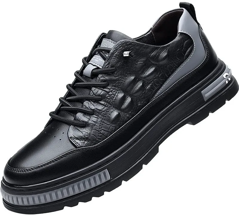 Мужские водонепроницаемые туфли из коровьей кожи с узором под крокодила, с мягкой подошвой повышенной высоты, противоскользящие, повседневные оксфорды на шнуровке, модные кожаные кроссовки AngryMonkey, черный
Мужские водонепроницаемые туфли из коровьей кожи с узором под крокодила, с мягкой подошвой повышенной высоты, противоскользящие, повседневные оксфорды на шнуровке, модные кожаные кроссовки AngryMonkey, черный