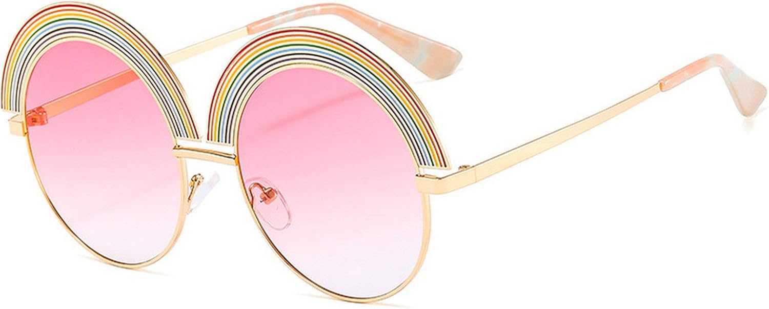 Модные круглые солнцезащитные очки для женщин в полуободковой оправе с радужным градиентом, трендовые металлические очки класса люкс с защитой от УФ-излучения UV400 COTIA, Pink
Модные круглые солнцезащитные очки для женщин в полуободковой оправе с радужным градиентом, трендовые металлические очки класса люкс с защитой от УФ-излучения UV400 COTIA, Pink