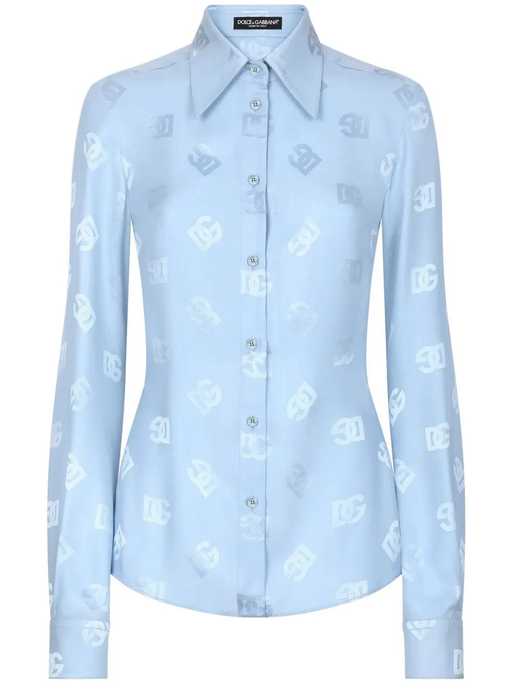 Шелковая рубашка с монограммой Dolce & Gabbana, синий
Шелковая рубашка с монограммой Dolce & Gabbana, синий