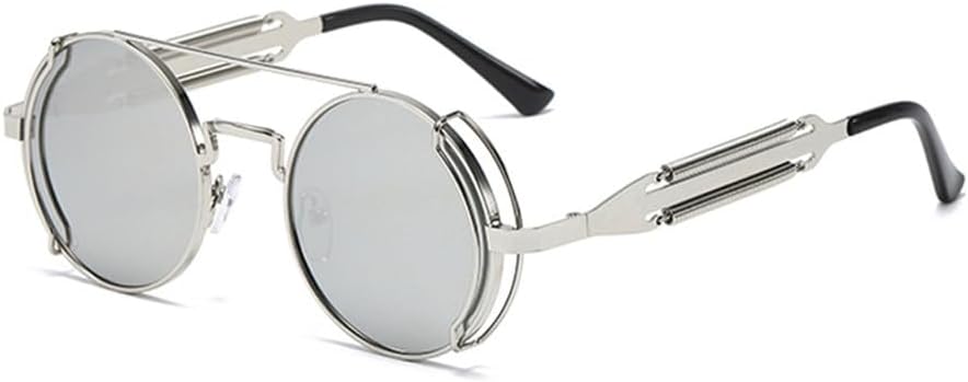 Женские солнцезащитные очки в стиле ретро стимпанк, мужские винтажные солнцезащитные очки с круглой металлической оправой, защита от УФ-излучения UV400 VFDHN, Silver Mirror
Женские солнцезащитные очки в стиле ретро стимпанк, мужские винтажные солнцезащитные очки с круглой металлической оправой, защита от УФ-излучения UV400 VFDHN, Silver Mirror