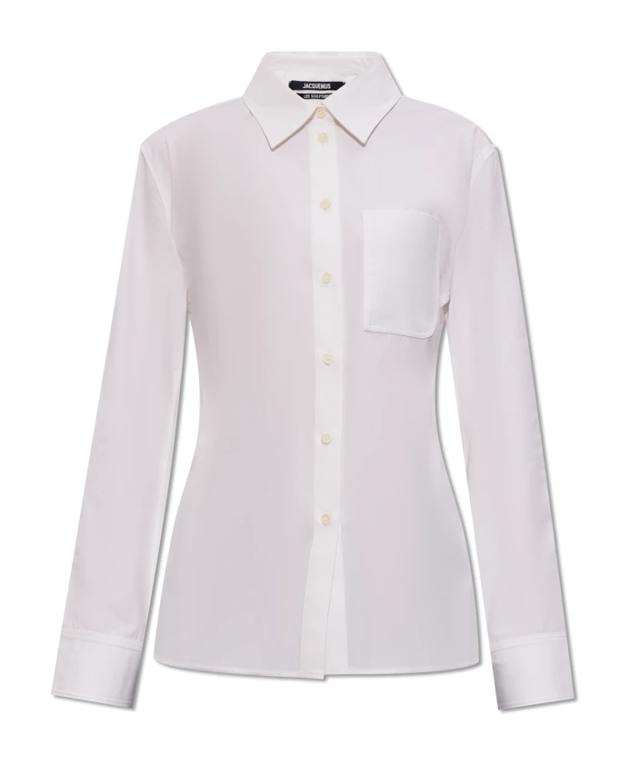Хлопковая рубашка с разрезом Jacquemus, белый 
Хлопковая рубашка с разрезом Jacquemus, белый