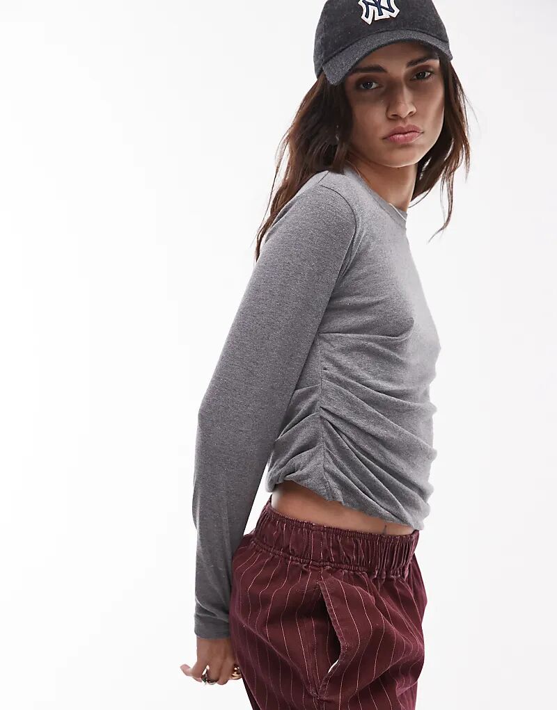 Лонгслив Topshop с длинными рукавами и завязками по бокам, темно-серый меланжевый
Лонгслив Topshop с длинными рукавами и завязками по бокам, темно-серый меланжевый