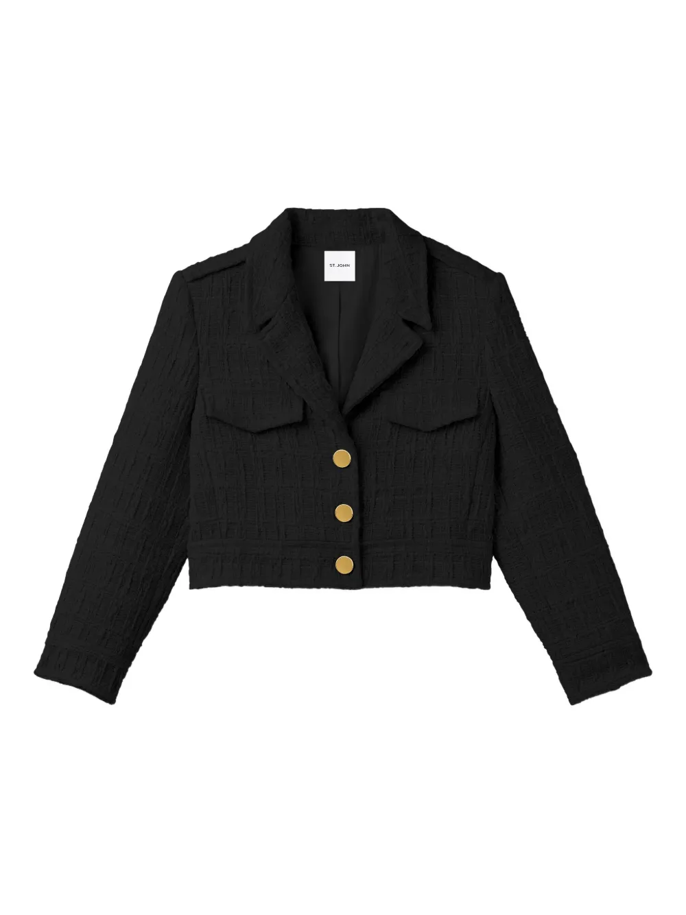 Фактурный пиджак на пуговицах St. John, черный
Фактурный пиджак на пуговицах St. John, черный