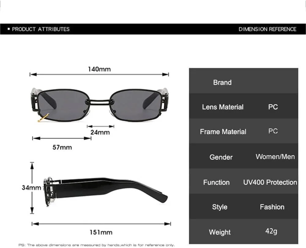 Ретро прямоугольные солнцезащитные очки для женщин, модные панк-очки с металлическим кольцом, солнцезащитные очки UV400 для мужчин HVTVTLA, Transparent Blue
Ретро прямоугольные солнцезащитные очки для женщин, модные панк-очки с металлическим кольцом, солнцезащитные очки UV400 для мужчин HVTVTLA, Transparent Blue