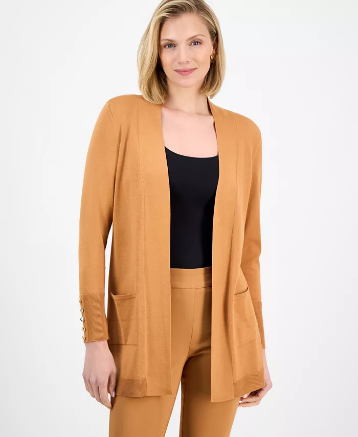 Кардиган с открытой полочкой и пуговицами на манжетах Petite JM Collection, коричневый
Кардиган с открытой полочкой и пуговицами на манжетах Petite JM Collection, коричневый