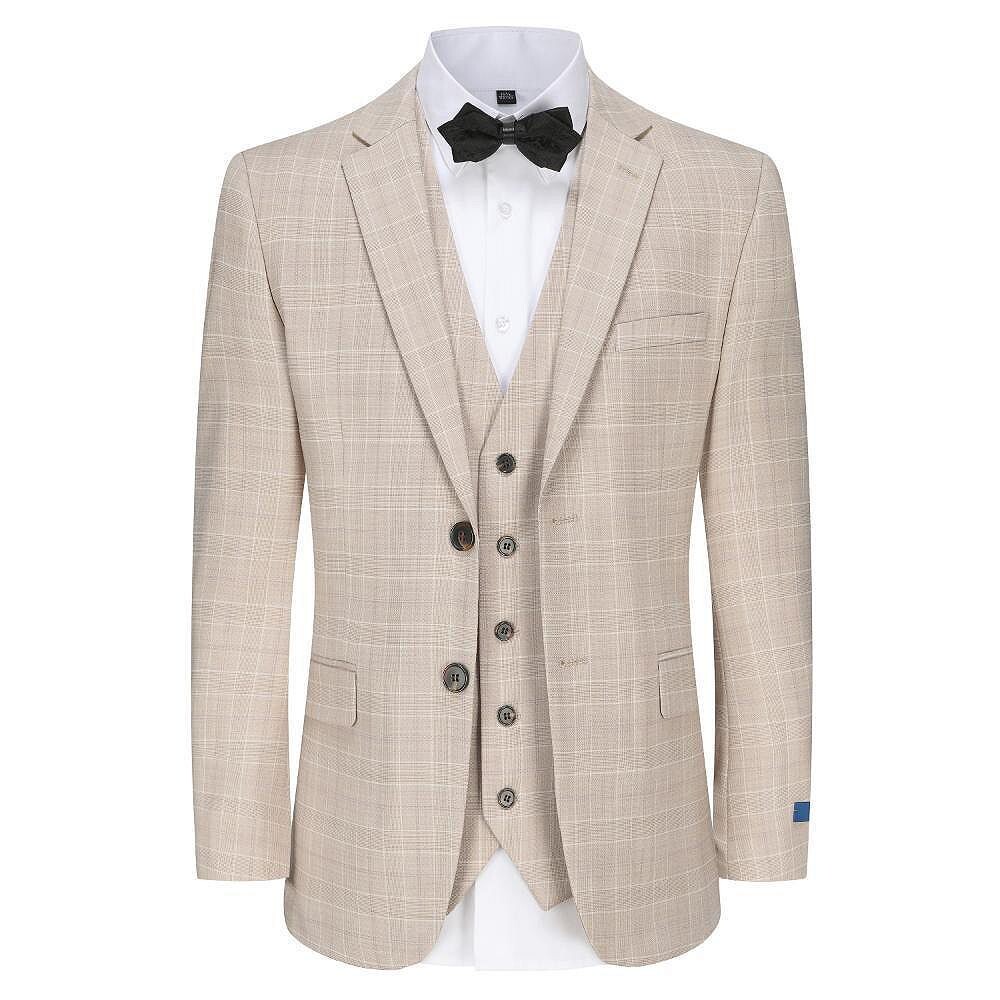 Костюм Slim Fit из 3 предметов в клетку Gino Vitale, песочный 
Костюм Slim Fit из 3 предметов в клетку Gino Vitale, песочный