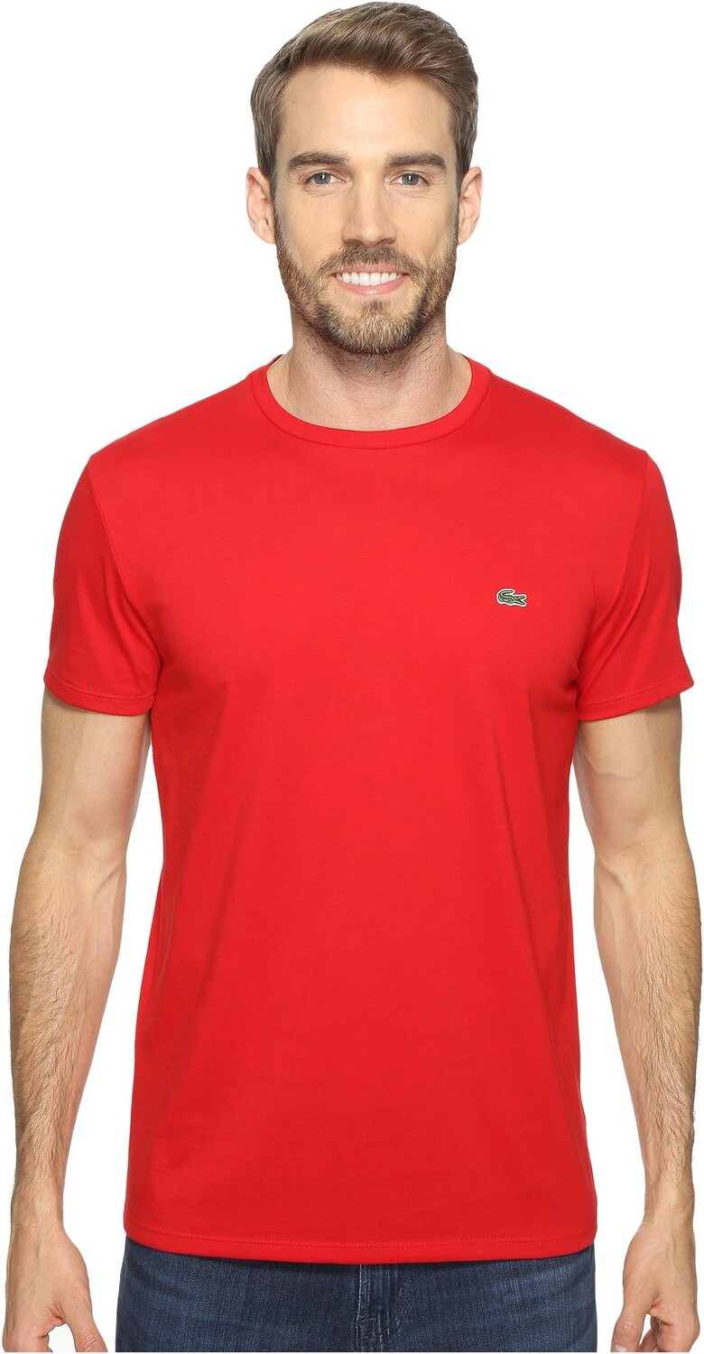 Футболка Pima из джерси с короткими рукавами и круглым вырезом Lacoste, красный 
Футболка Pima из джерси с короткими рукавами и круглым вырезом Lacoste, красный