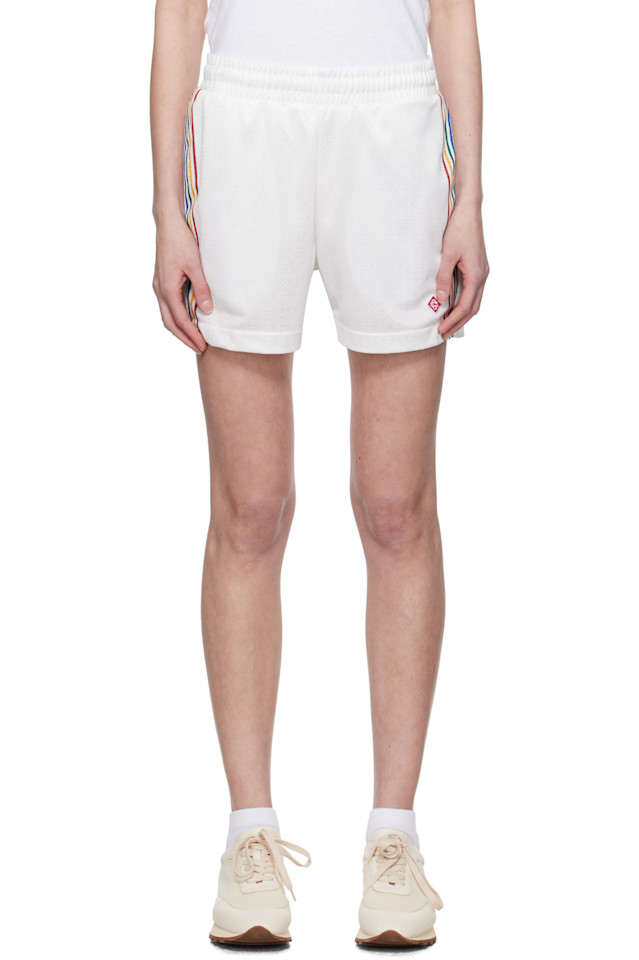 Жаккардовые футбольные шорты с монограммой Casablanca, цвет off-white 
Жаккардовые футбольные шорты с монограммой Casablanca, цвет off-white