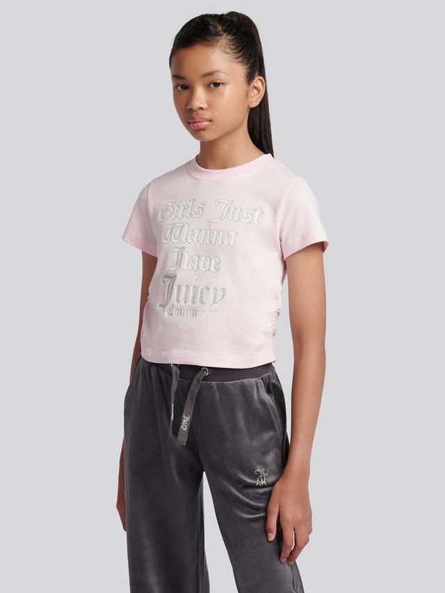 Детская хлопковая футболка с надписью и сборками Juicy Couture, Cherry Blossom
Детская хлопковая футболка с надписью и сборками Juicy Couture, Cherry Blossom