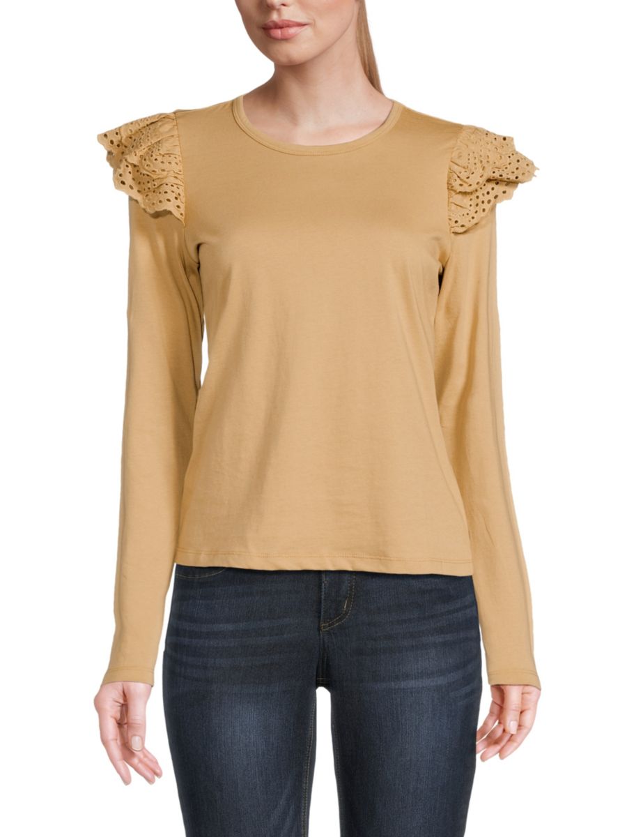 Топ с оборками и люверсами на рукавах Joe's Jeans, кэмел
Топ с оборками и люверсами на рукавах Joe's Jeans, кэмел