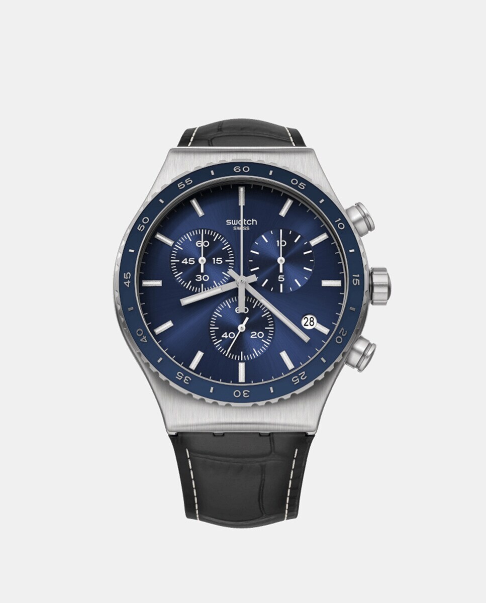 Cobalt Lagoon YVS496 черные кожаные мужские часы Swatch, черный 
Cobalt Lagoon YVS496 черные кожаные мужские часы Swatch, черный