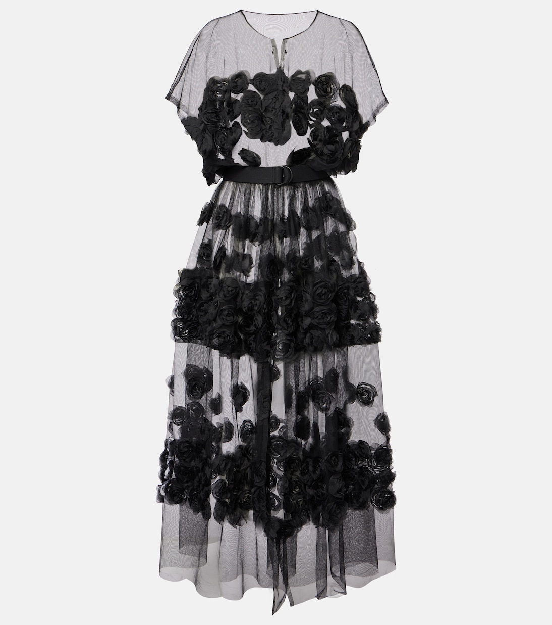 Тюлевое платье миди с цветочной аппликацией Norma Kamali, черный
Тюлевое платье миди с цветочной аппликацией Norma Kamali, черный