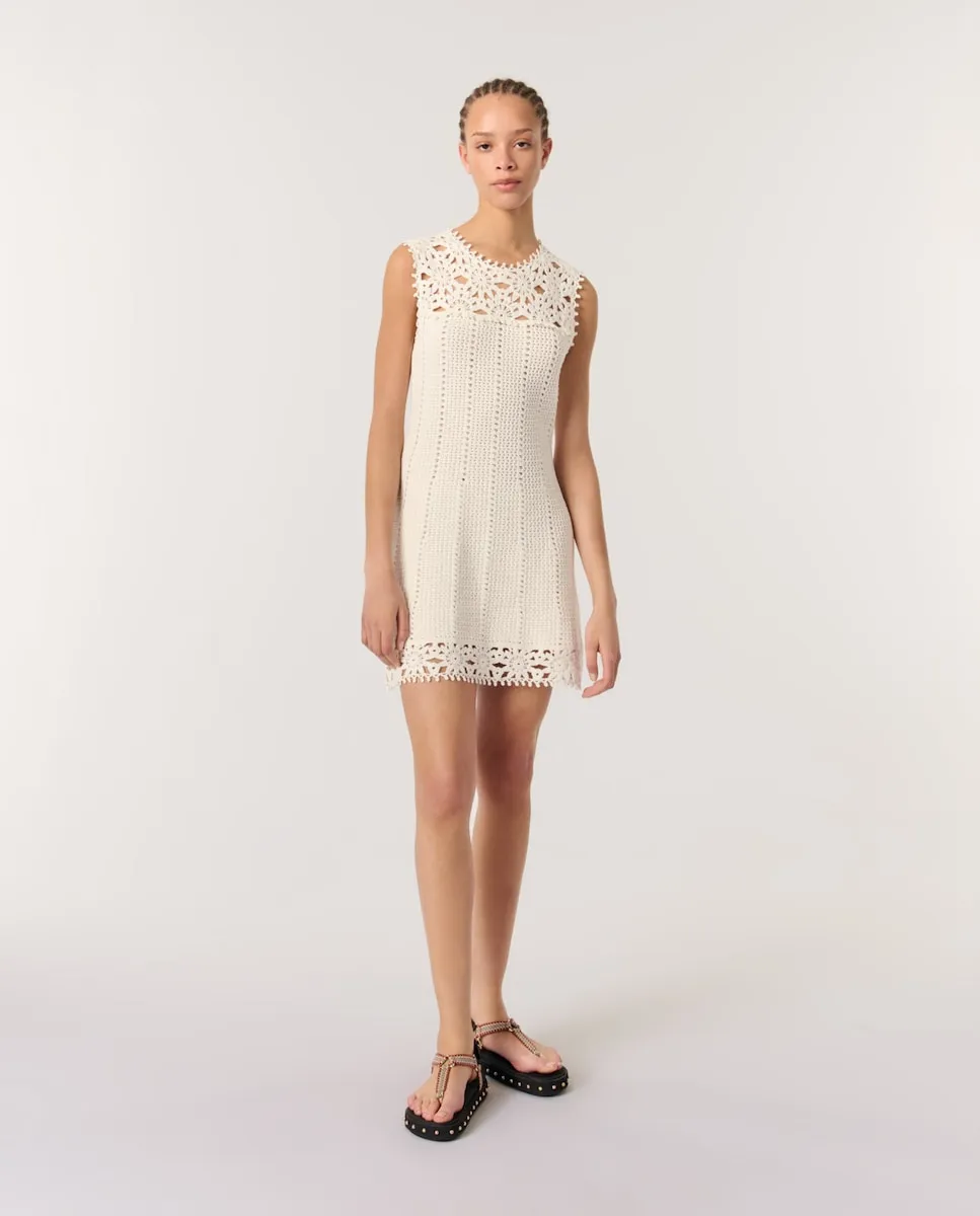 Короткое вязаное крючком платье Maje, белый
Короткое вязаное крючком платье Maje, белый