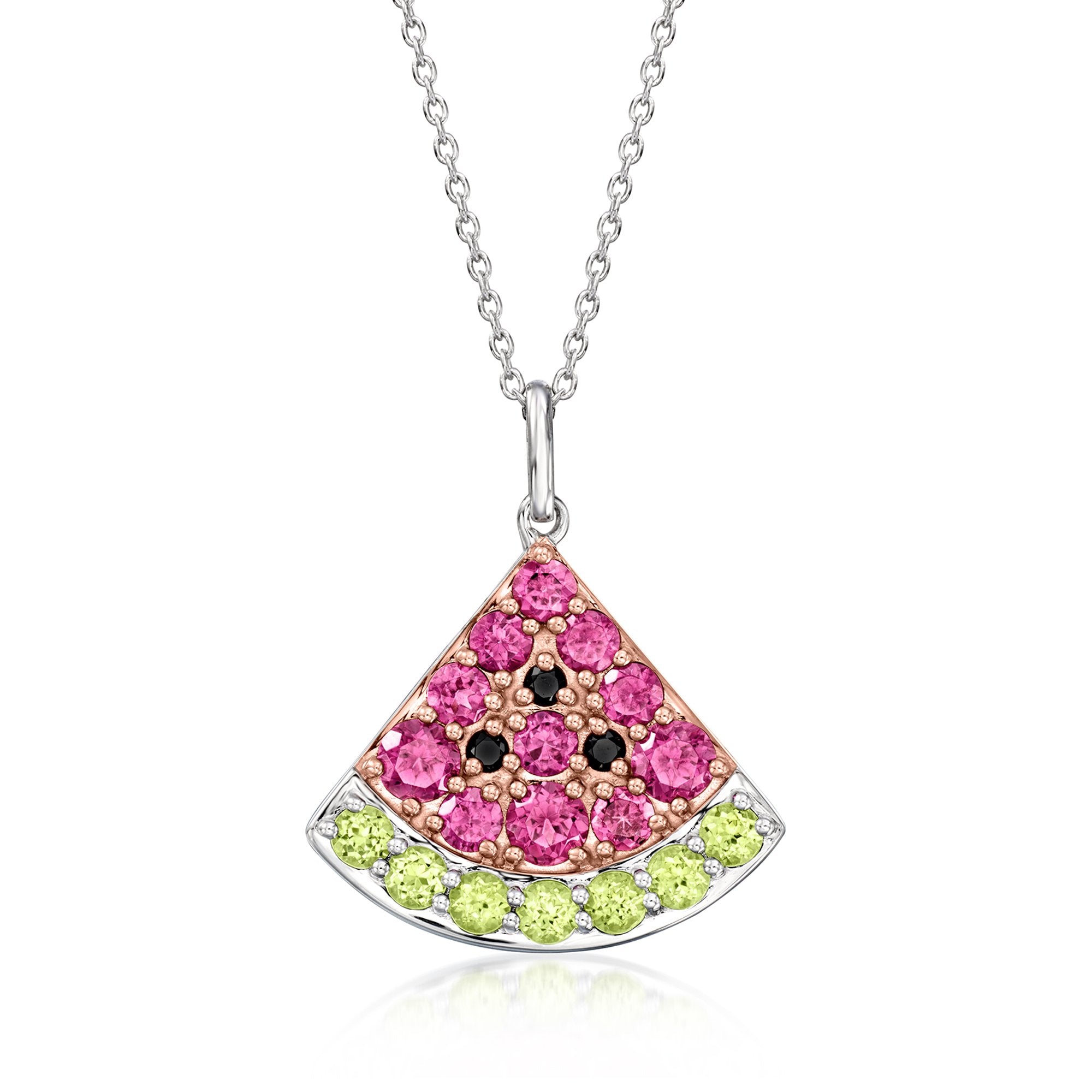 Ожерелье Ross-Simons с подвеской в виде арбуза из стерлингового серебра и 18-каратного розового золота поверх стерлингового серебра с драгоценными камнями Ross-Simons, 18 In
Ожерелье Ross-Simons с подвеской в виде арбуза из стерлингового серебра и 18-каратного розового золота поверх стерлингового серебра с драгоценными камнями Ross-Simons, 18 In