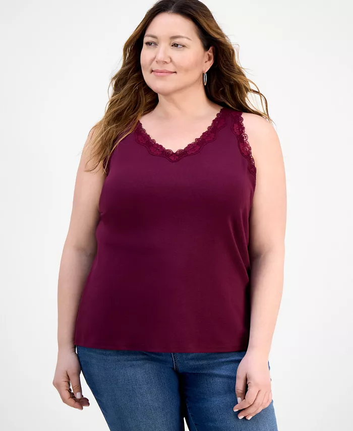 Майка больших размеров с кружевной отделкой Style & Co, красный
Майка больших размеров с кружевной отделкой Style & Co, красный