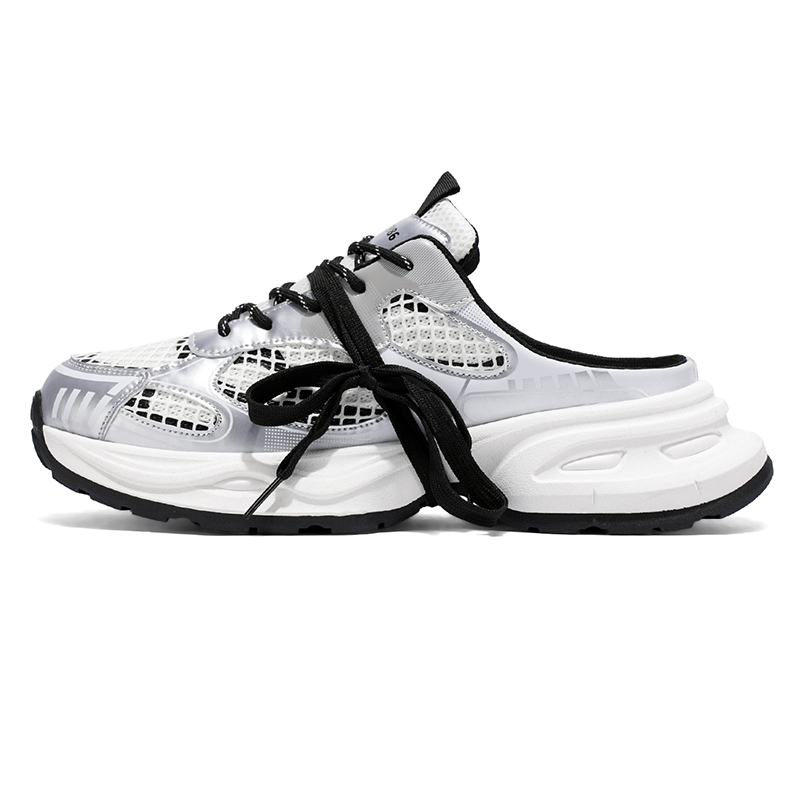 Magelly Серебристо-черные мужские противоскользящие тапочки с закрытым носком и устойчивостью к истиранию, цвет Silver Black 
Magelly Серебристо-черные мужские противоскользящие тапочки с закрытым носком и устойчивостью к истиранию, цвет Silver Black