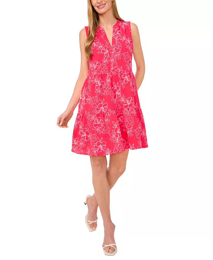 Женское цветочное платье-бэби долл без рукавов CeCe, розовый 
Женское цветочное платье-бэби долл без рукавов CeCe, розовый