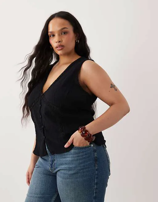 Черный жилет с кружевной отделкой ASOS DESIGN Curve
Черный жилет с кружевной отделкой ASOS DESIGN Curve