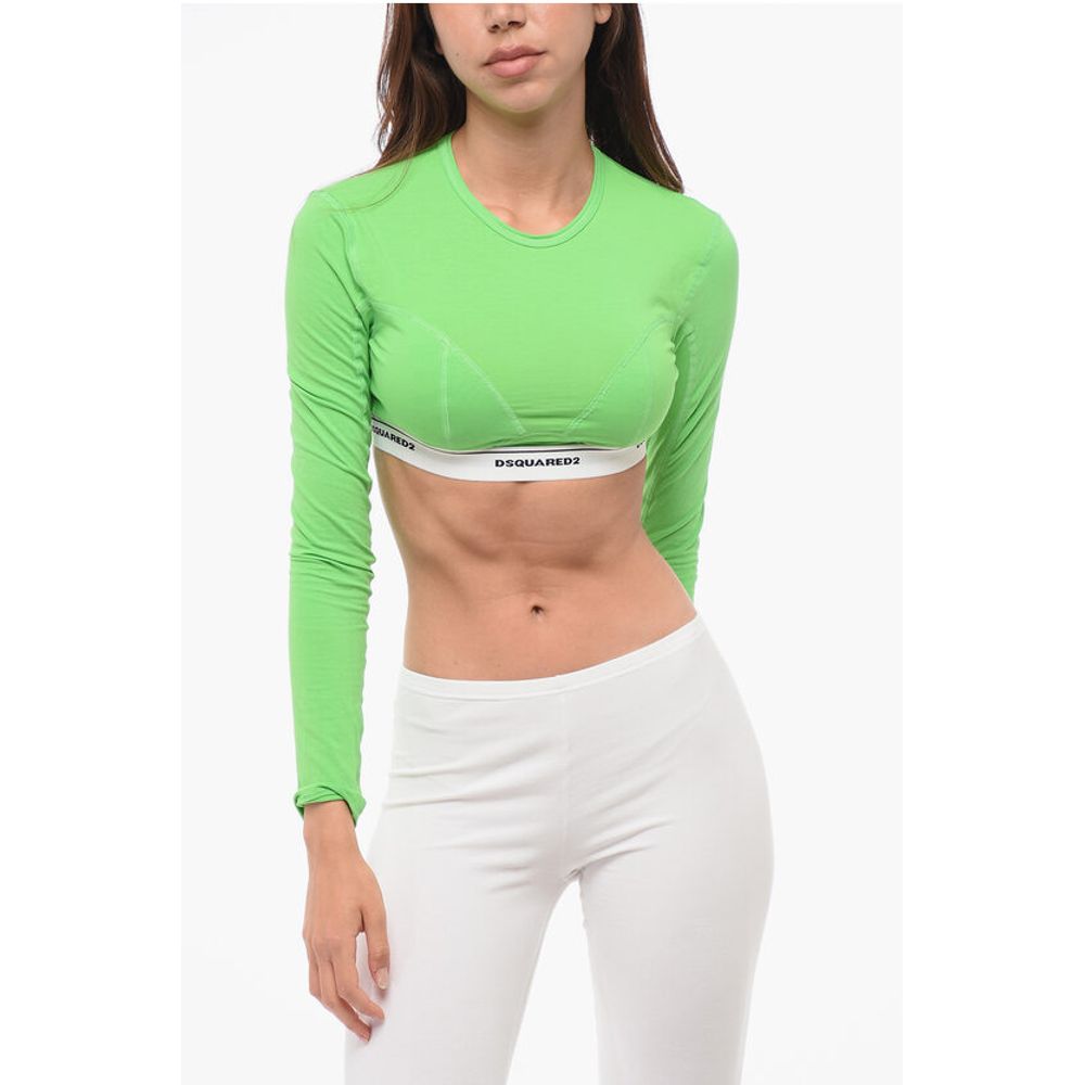 Укороченный топ с длинными рукавами и логотипом на поясе Dsquared2, зеленый
Укороченный топ с длинными рукавами и логотипом на поясе Dsquared2, зеленый