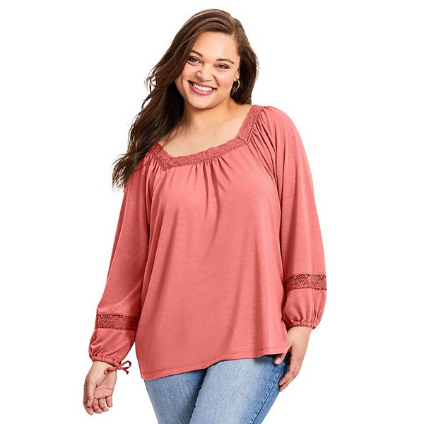 Женский топ с кружевной отделкой plus size Avenue, Sweet Coral
Женский топ с кружевной отделкой plus size Avenue, Sweet Coral