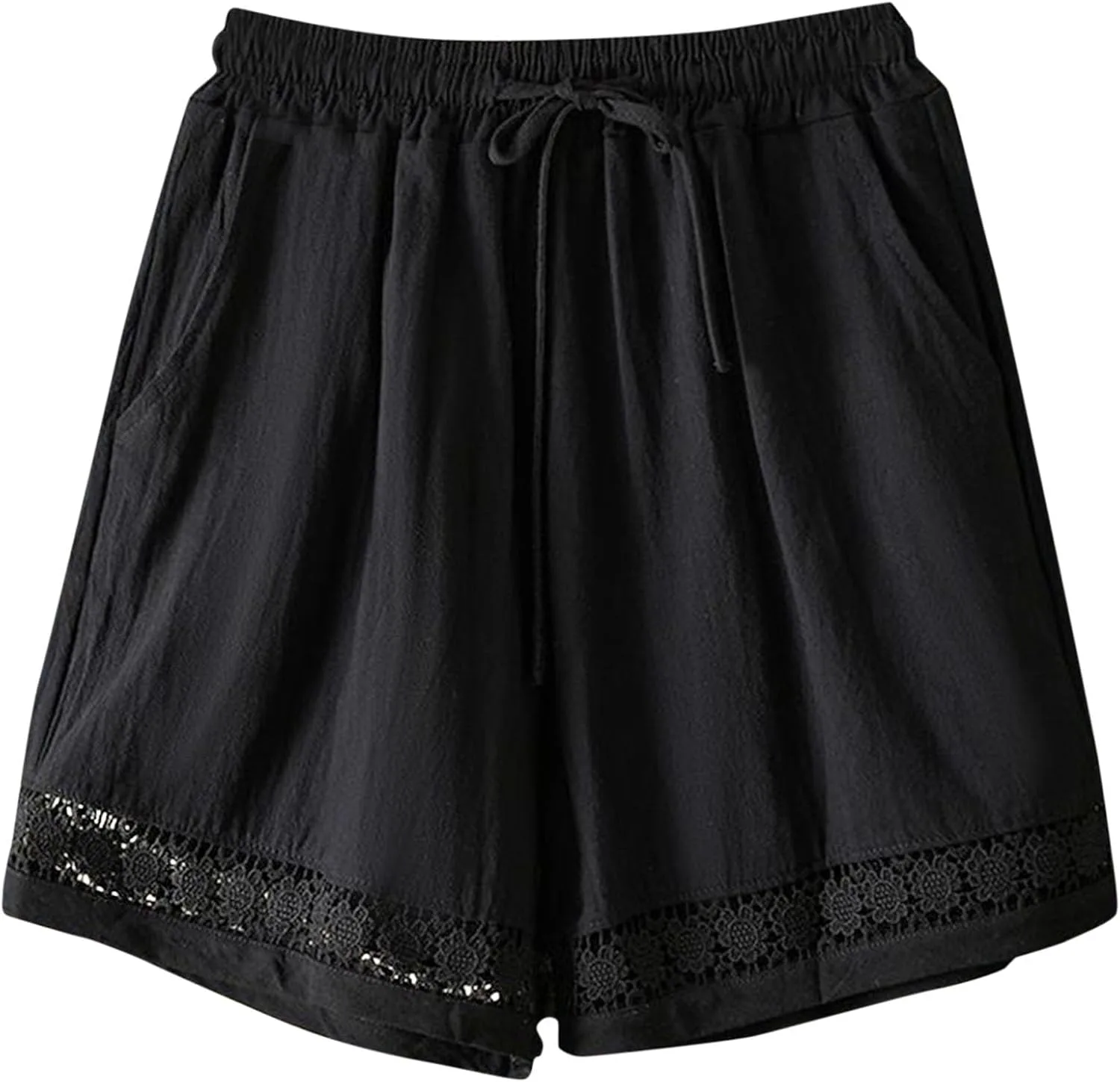 Женские льняные шорты с кружевом и прямой линией
Женские льняные шорты с кружевом и прямой линией