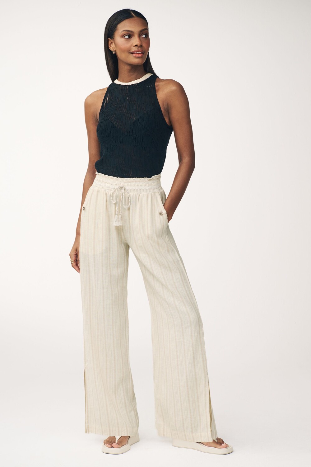 Полосатые льняные брюки со сборкой на талии Next, бежевый
Полосатые льняные брюки со сборкой на талии Next, бежевый