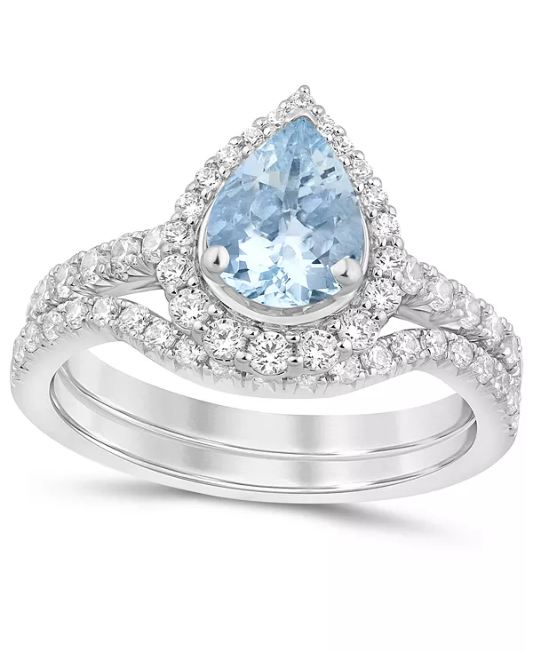 Свадебное кольцо-ореол в форме груши с аквамарином (1 карат) и бриллиантами (3/4 карата) из 14-каратного белого золота Macy'S, aquamarine
Свадебное кольцо-ореол в форме груши с аквамарином (1 карат) и бриллиантами (3/4 карата) из 14-каратного белого золота Macy'S, aquamarine