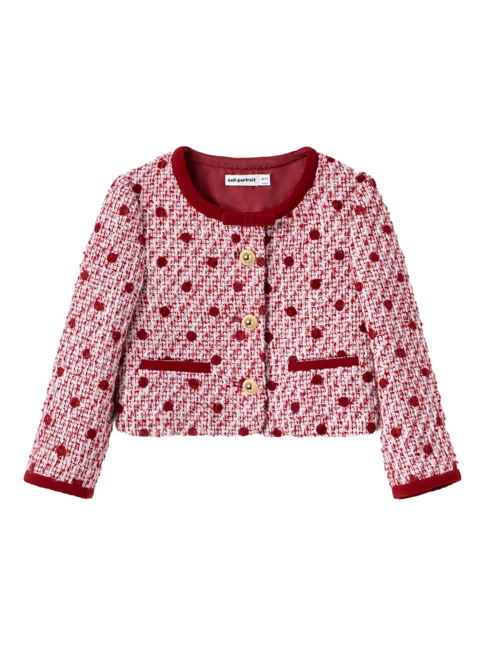 Твидовый пиджак в горошек Self-Portrait Kids, красный
Твидовый пиджак в горошек Self-Portrait Kids, красный