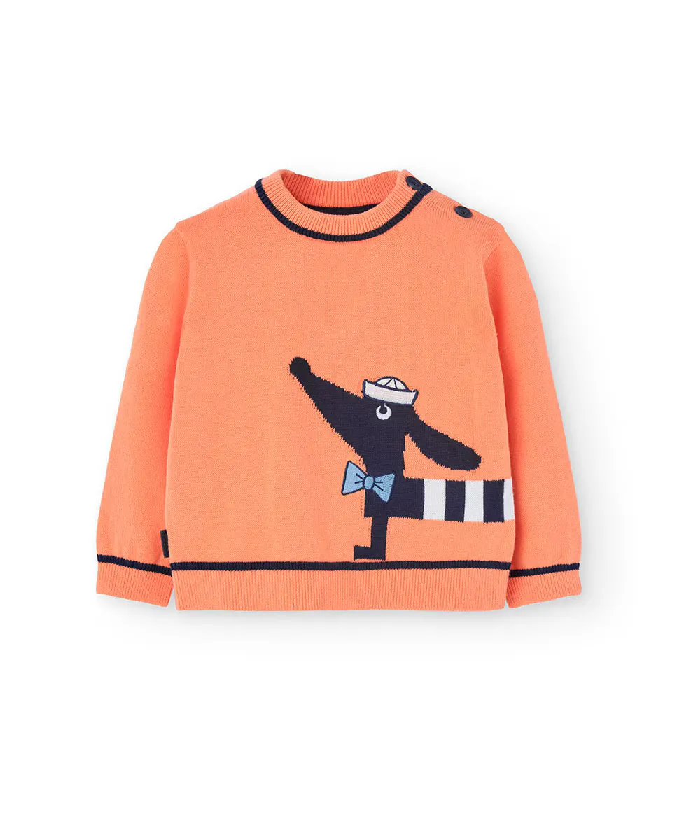 Бэби мальчик хлопковый свитер со щенком Boboli, оранжевый
Бэби мальчик хлопковый свитер со щенком Boboli, оранжевый
