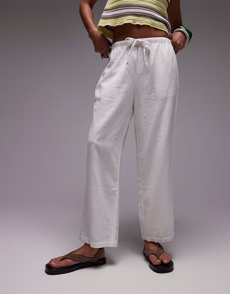 Льняные брюки Topshop со средней посадкой и нестандартной длины, белые
Льняные брюки Topshop со средней посадкой и нестандартной длины, белые