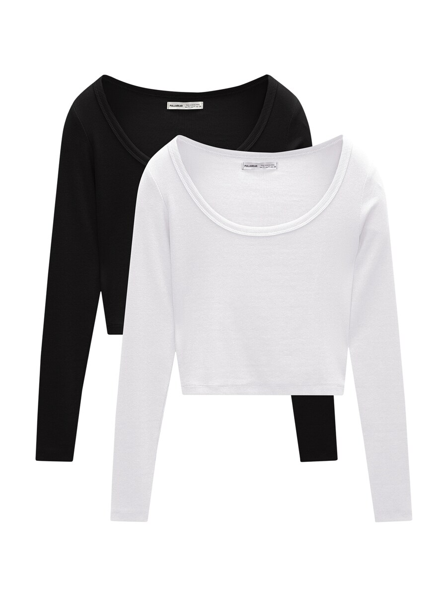 Рубашка Pull&Bear, черный/белый 
Рубашка Pull&Bear, черный/белый