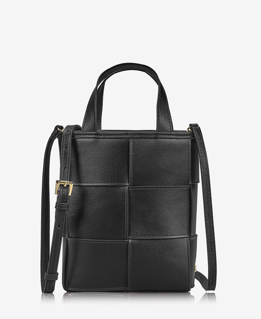 Мини-сумка-шоппер Chloe из плетеной телячьей кожи GiGi New York, Black
Мини-сумка-шоппер Chloe из плетеной телячьей кожи GiGi New York, Black