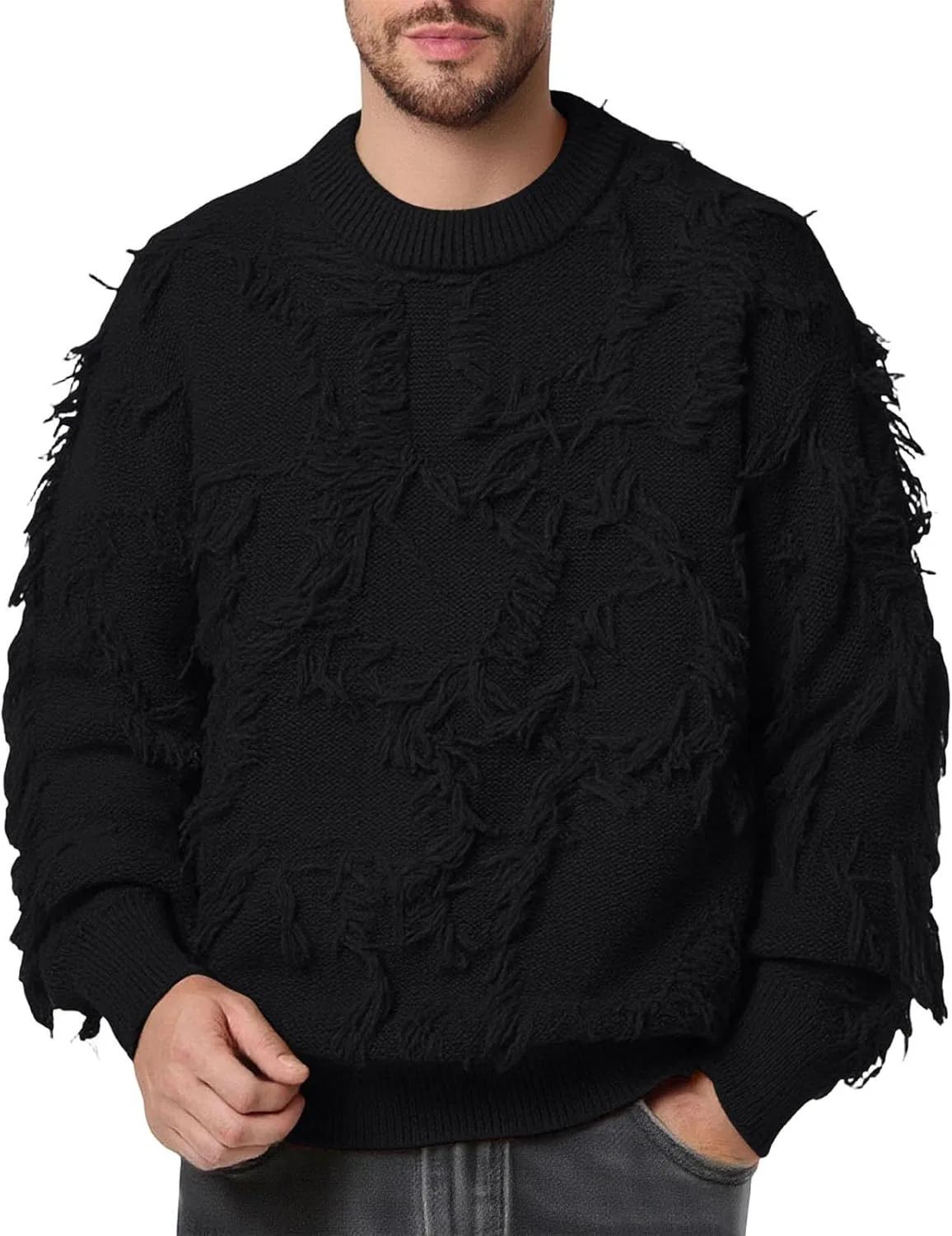 Мужской свитер с бахромой в винтажном стиле, оверсайз
Мужской свитер с бахромой в винтажном стиле, оверсайз